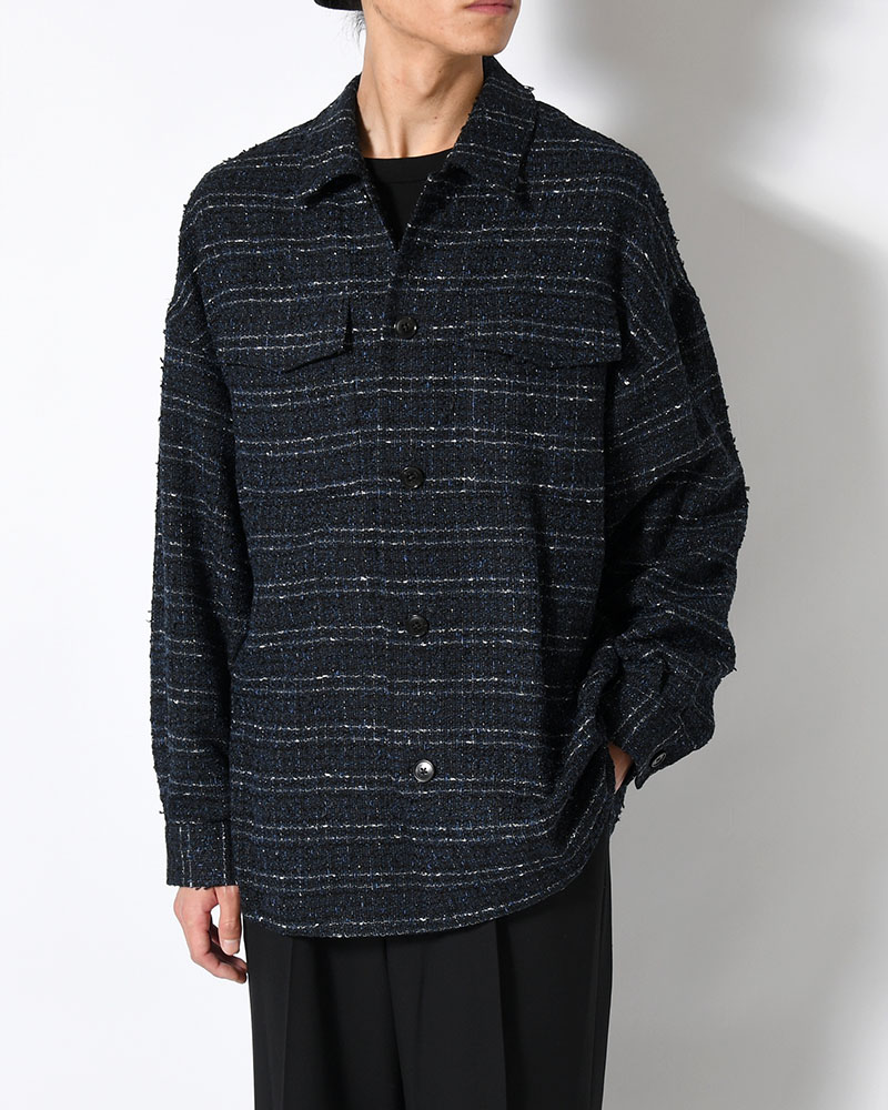 FANCY TWEED JACKET -NAVY-