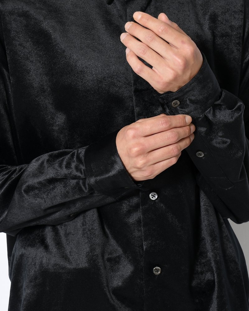 SOFT VELOUR SHIRT -BLACK-