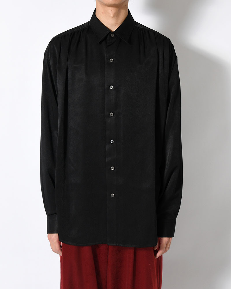 HUSH GATHER L/S SHIRT -BLACK-