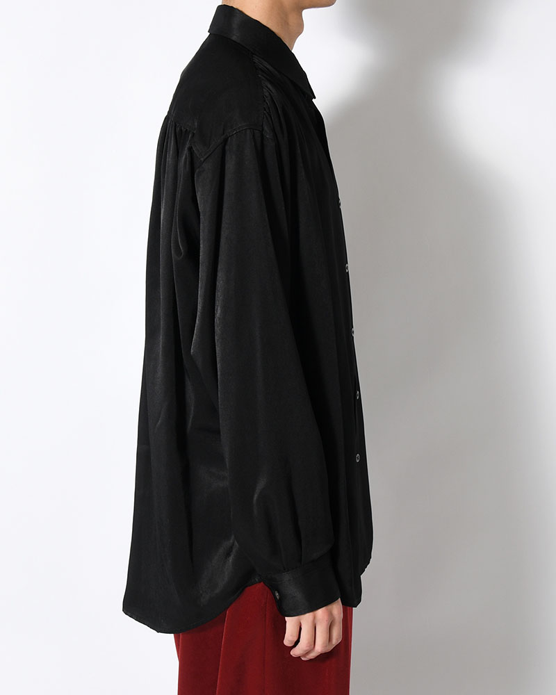 HUSH GATHER L/S SHIRT -BLACK-