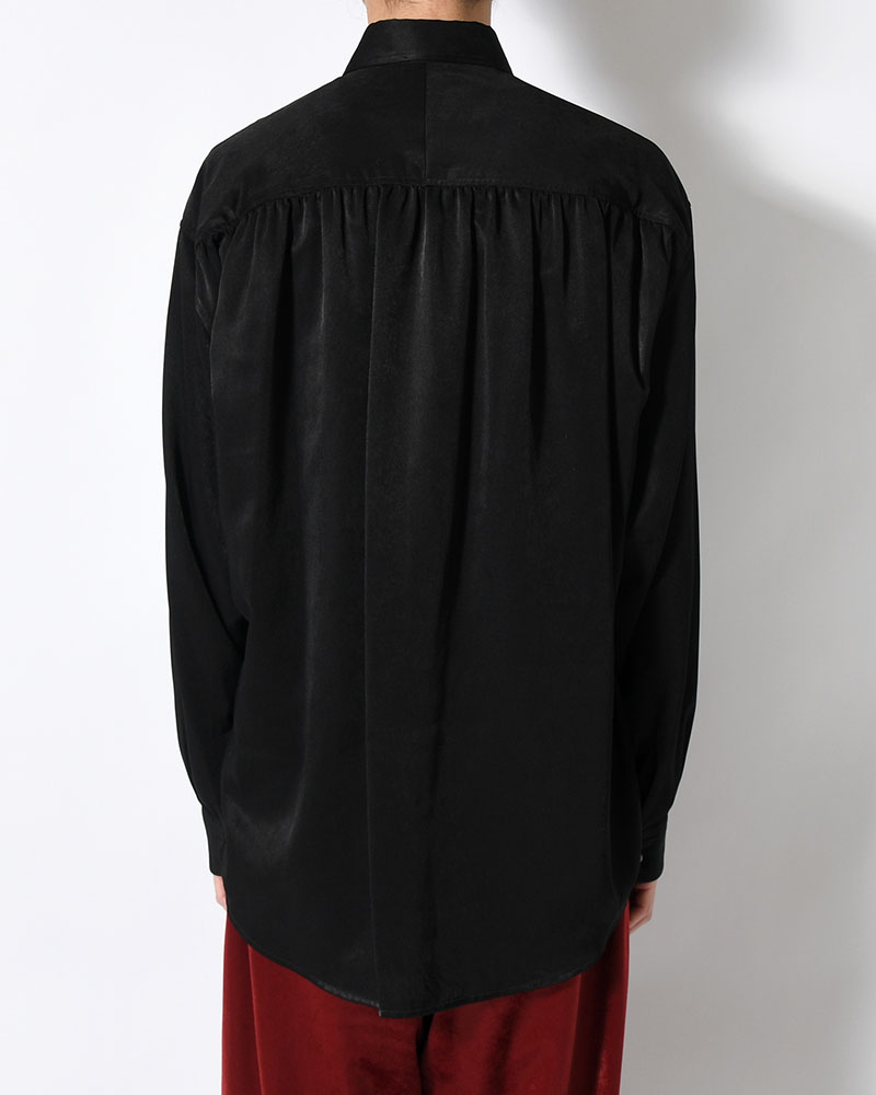 HUSH GATHER L/S SHIRT -BLACK-