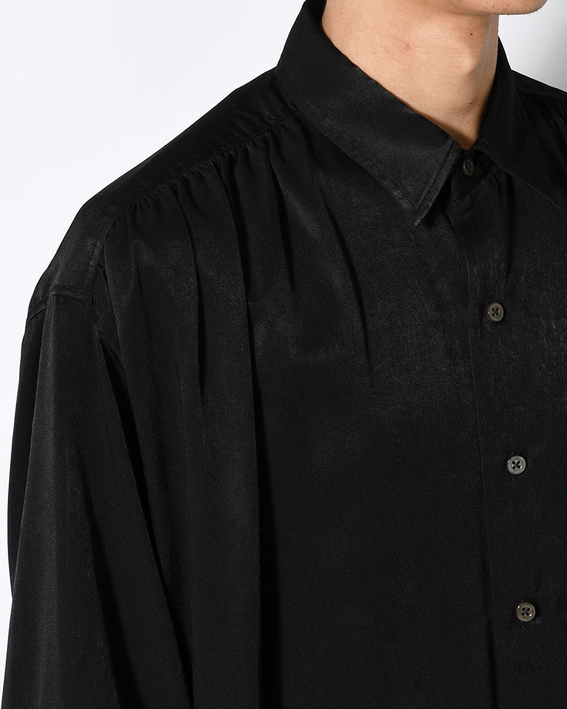 HUSH GATHER L/S SHIRT -BLACK-