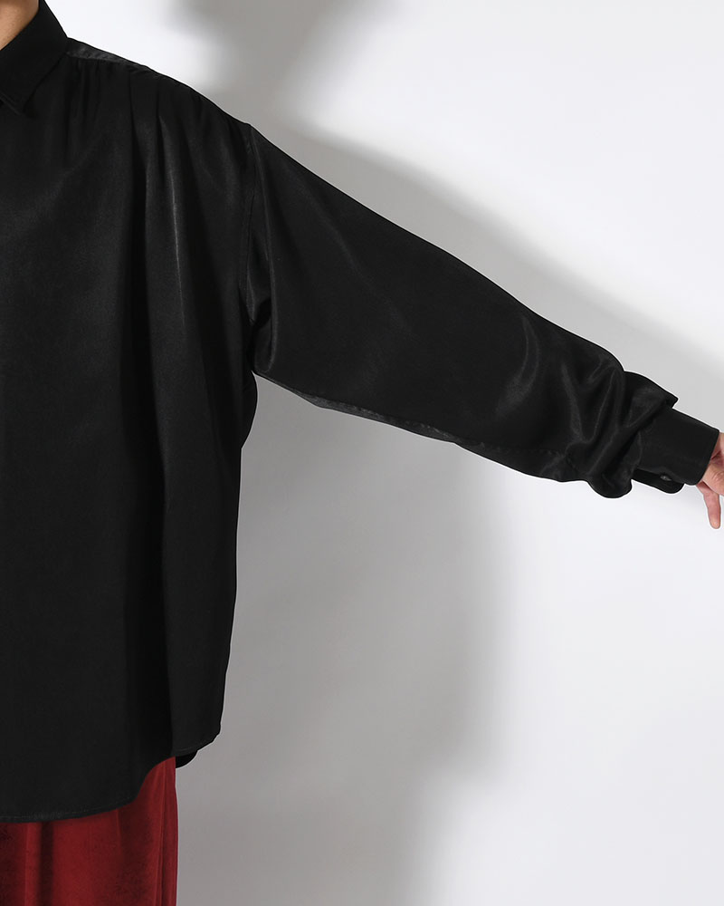 HUSH GATHER L/S SHIRT -BLACK-