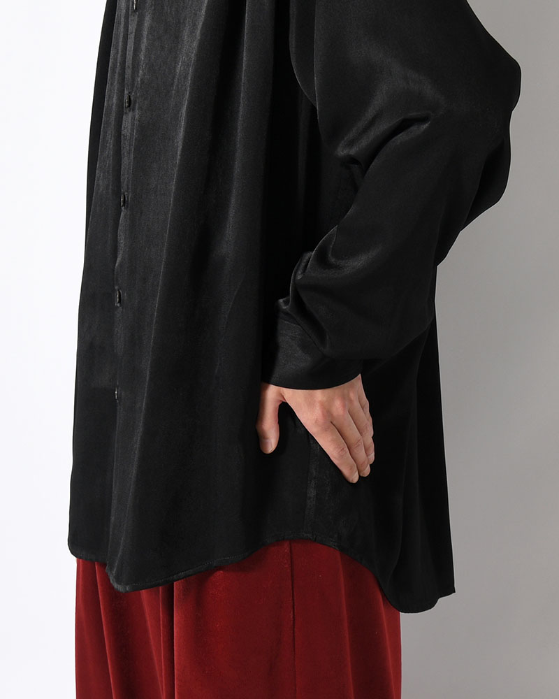 HUSH GATHER L/S SHIRT -BLACK-