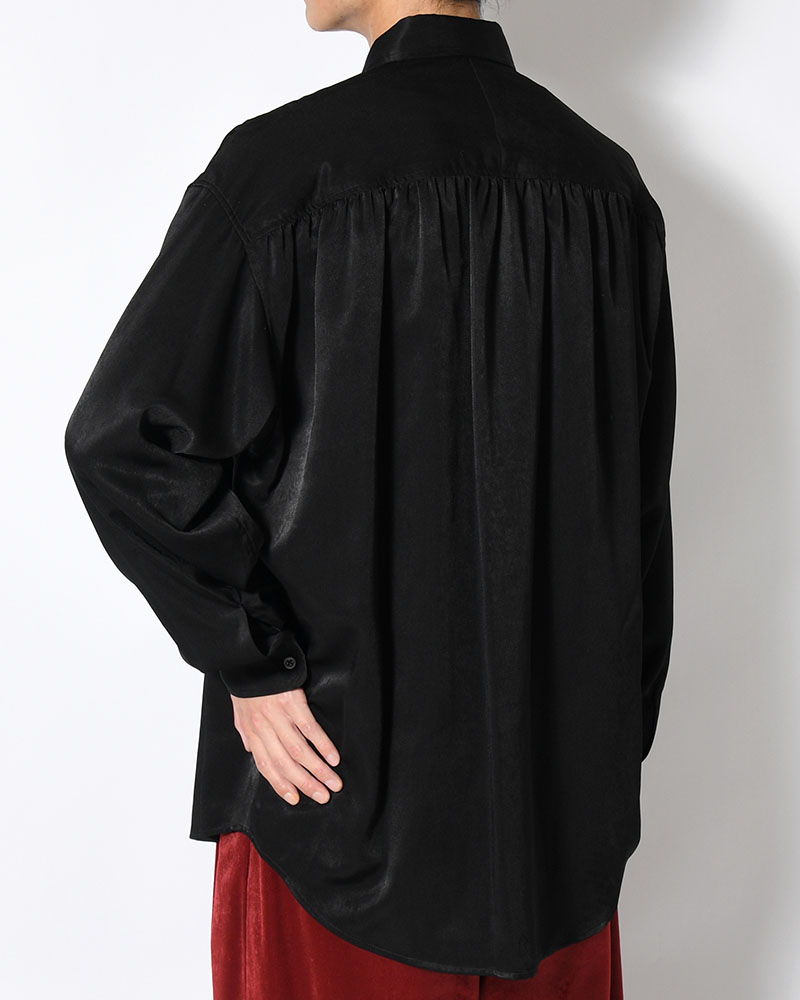 HUSH GATHER L/S SHIRT -BLACK-