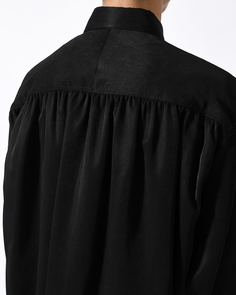 HUSH GATHER L/S SHIRT -BLACK-