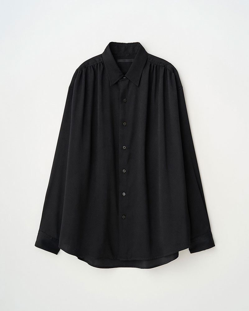 HUSH GATHER L/S SHIRT -BLACK-