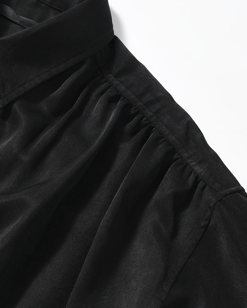 HUSH GATHER L/S SHIRT -BLACK-