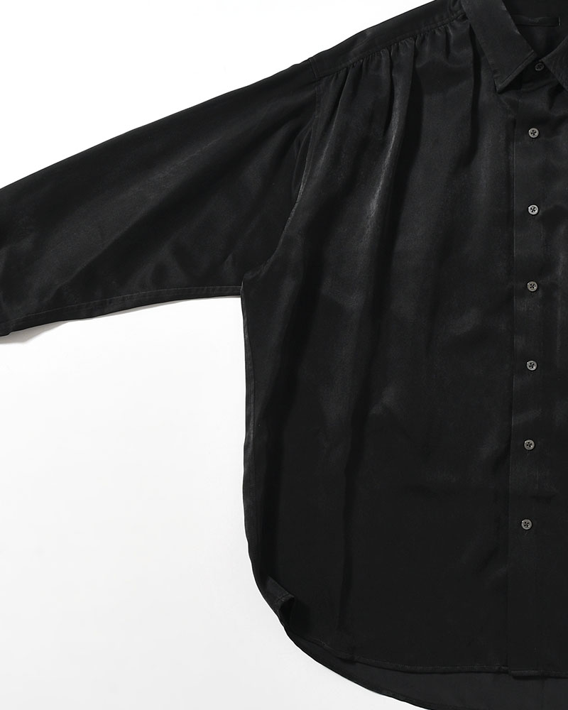 HUSH GATHER L/S SHIRT -BLACK-