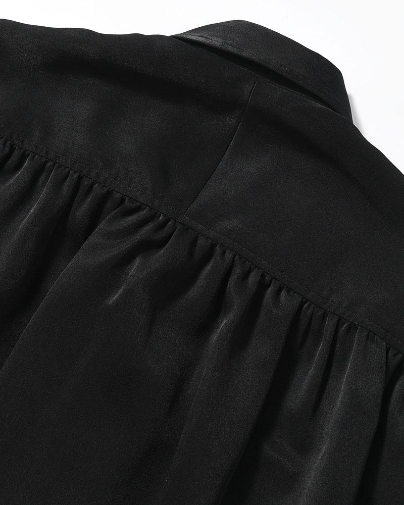 HUSH GATHER L/S SHIRT -BLACK-