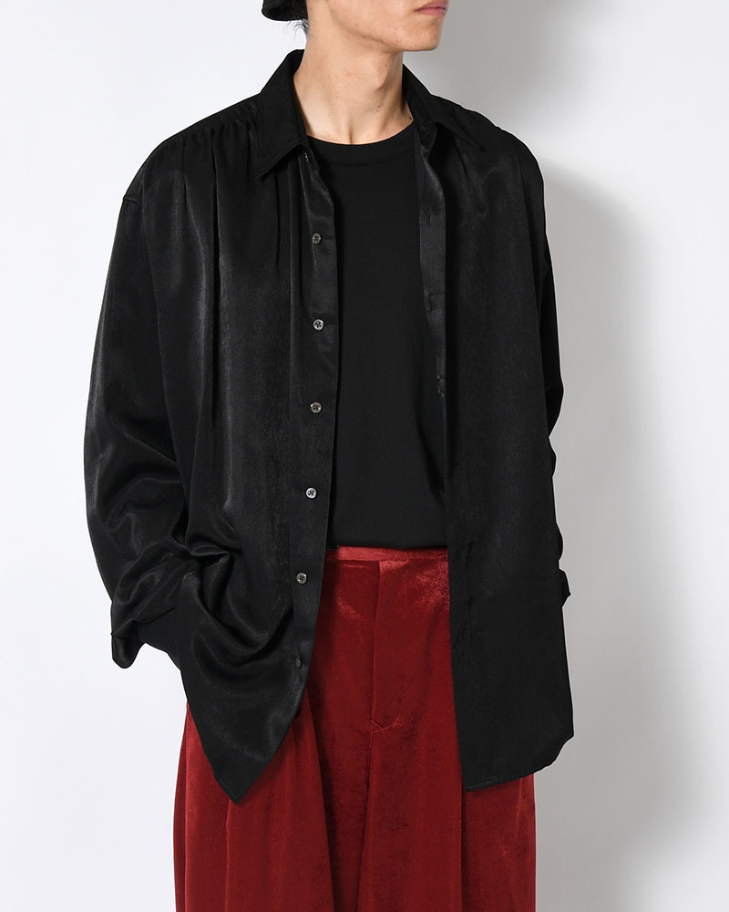 HUSH GATHER L/S SHIRT -BLACK-