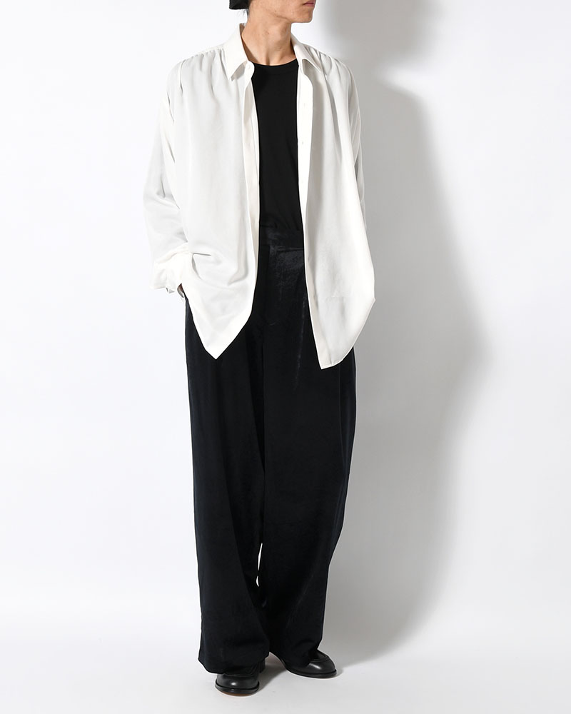 HUSH GATHER L/S SHIRT -WHITE-