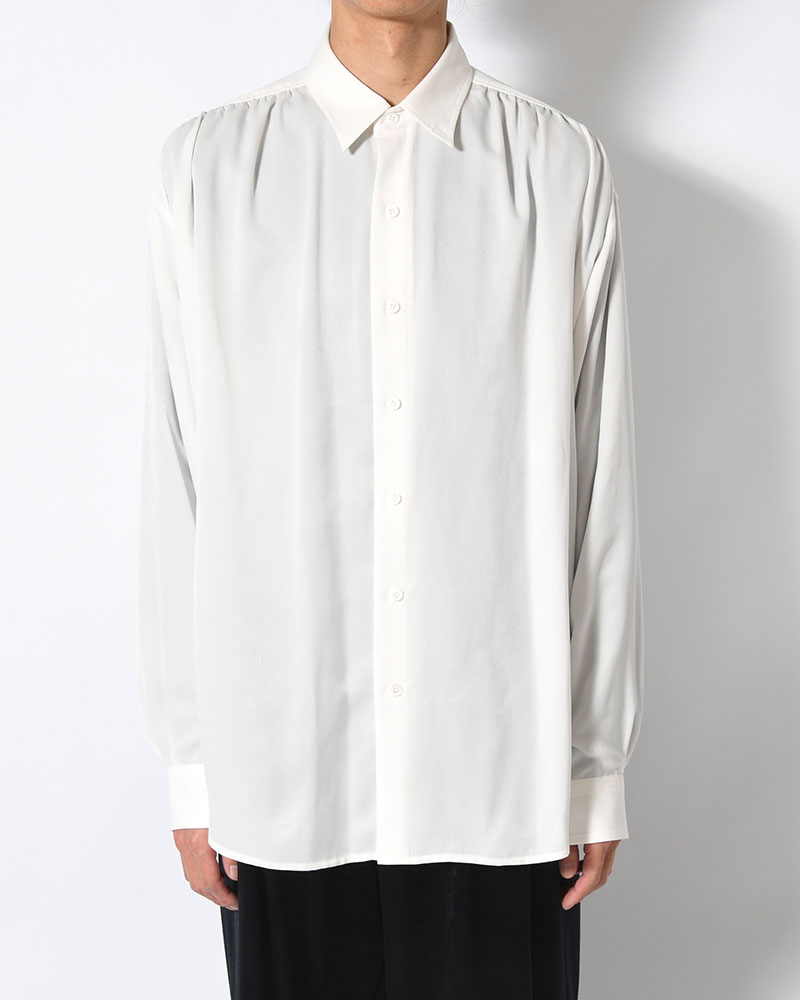 HUSH GATHER L/S SHIRT -WHITE-