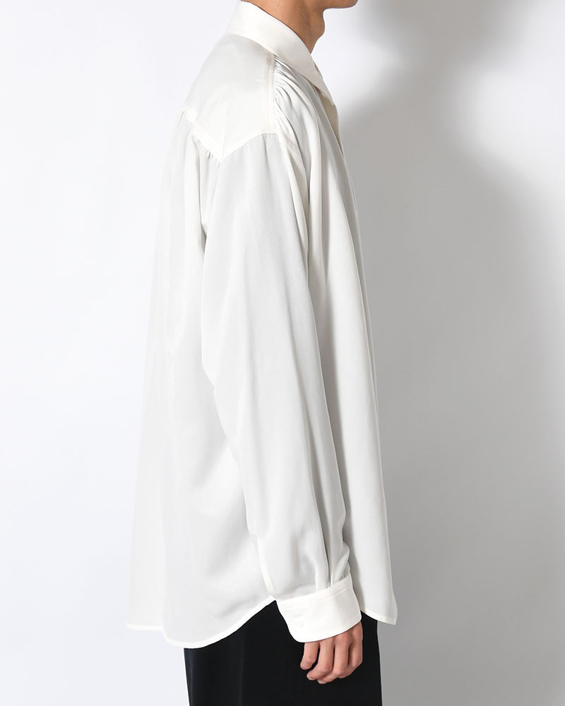 HUSH GATHER L/S SHIRT -WHITE-