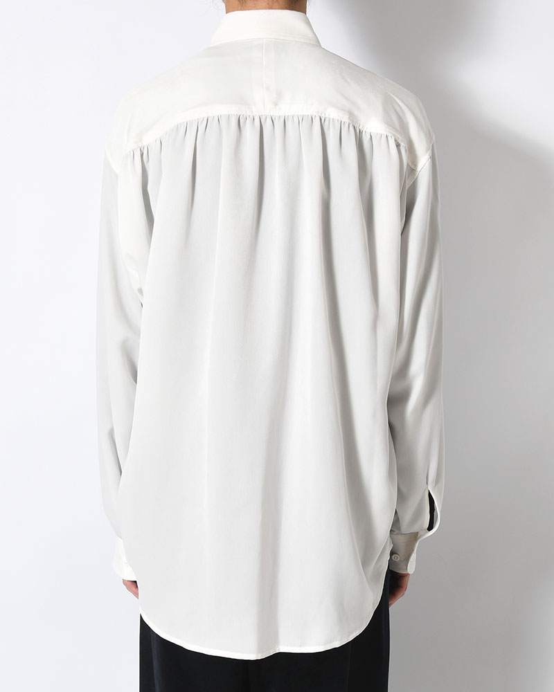 HUSH GATHER L/S SHIRT -WHITE-