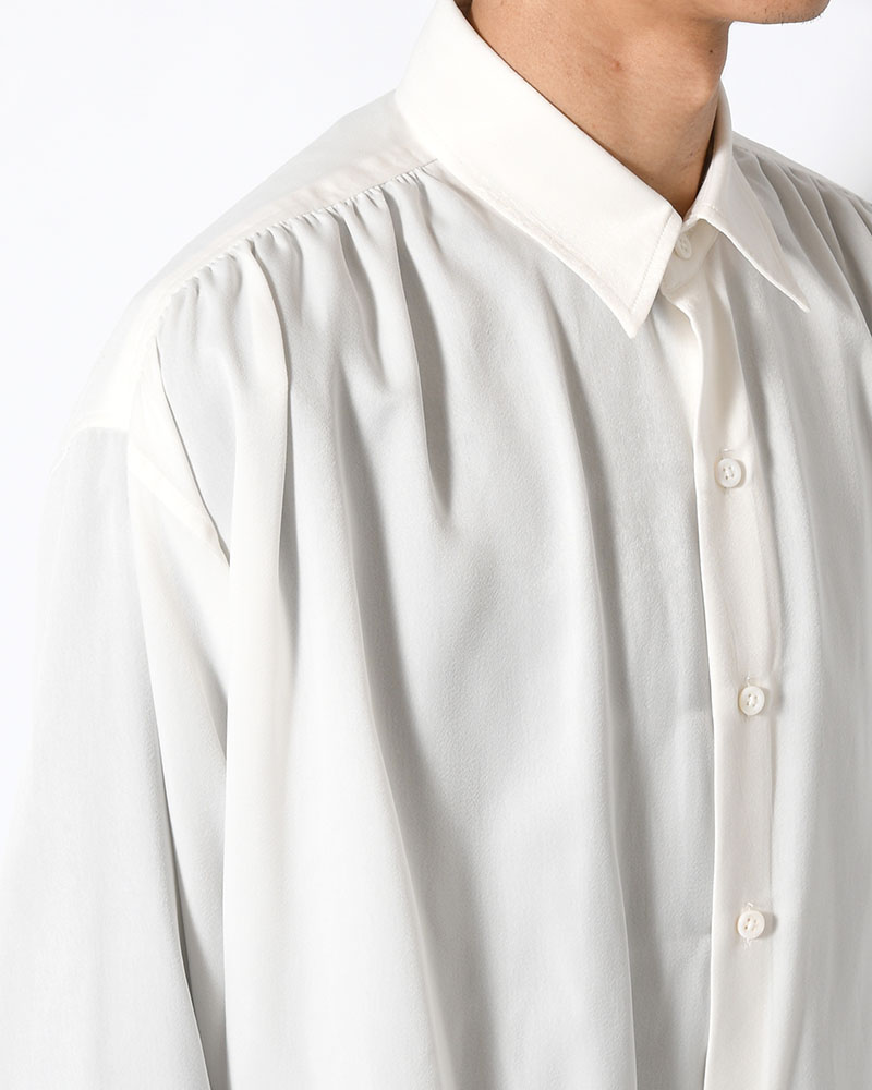 HUSH GATHER L/S SHIRT -WHITE-