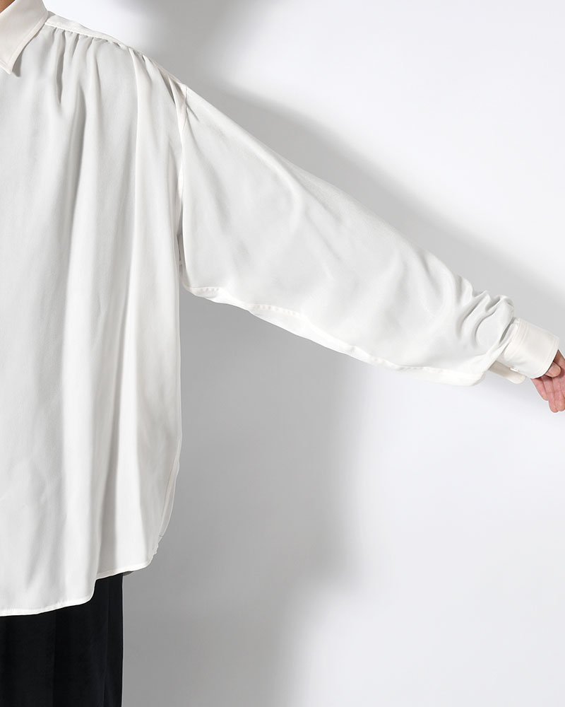HUSH GATHER L/S SHIRT -WHITE-