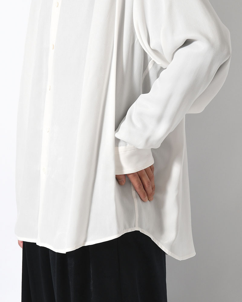 HUSH GATHER L/S SHIRT -WHITE-