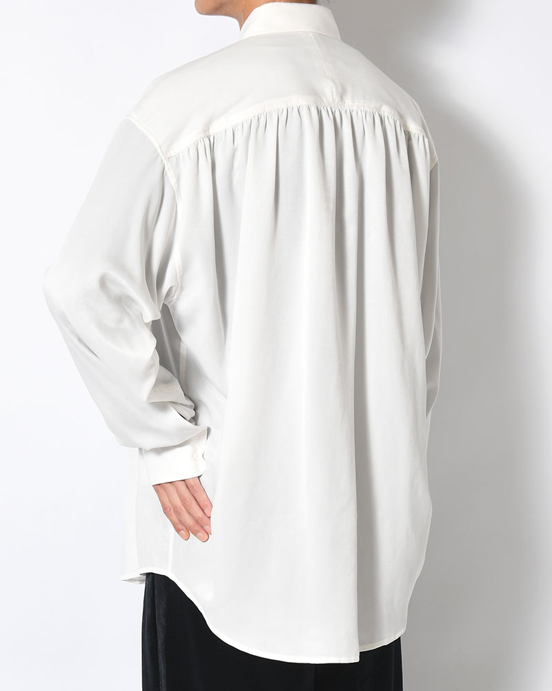 HUSH GATHER L/S SHIRT -WHITE-