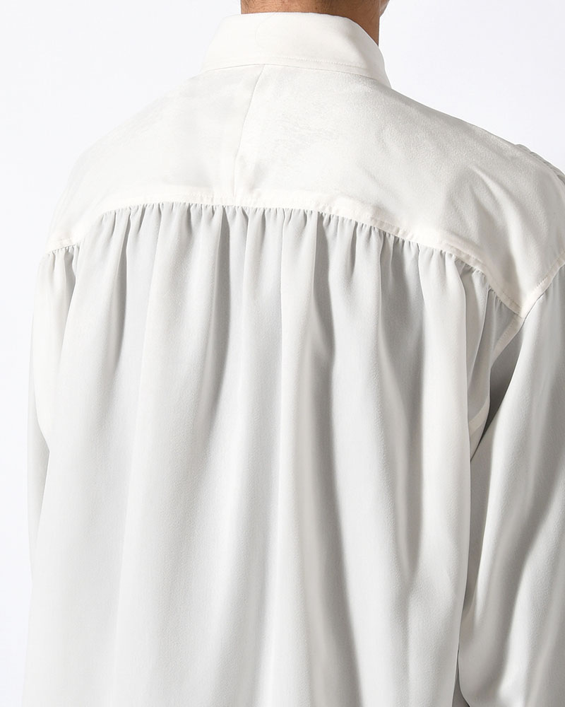 HUSH GATHER L/S SHIRT -WHITE-