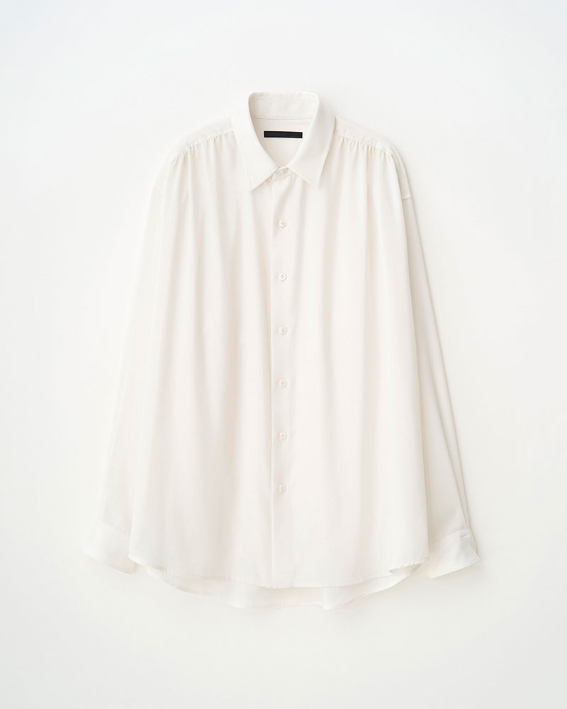 HUSH GATHER L/S SHIRT -WHITE-