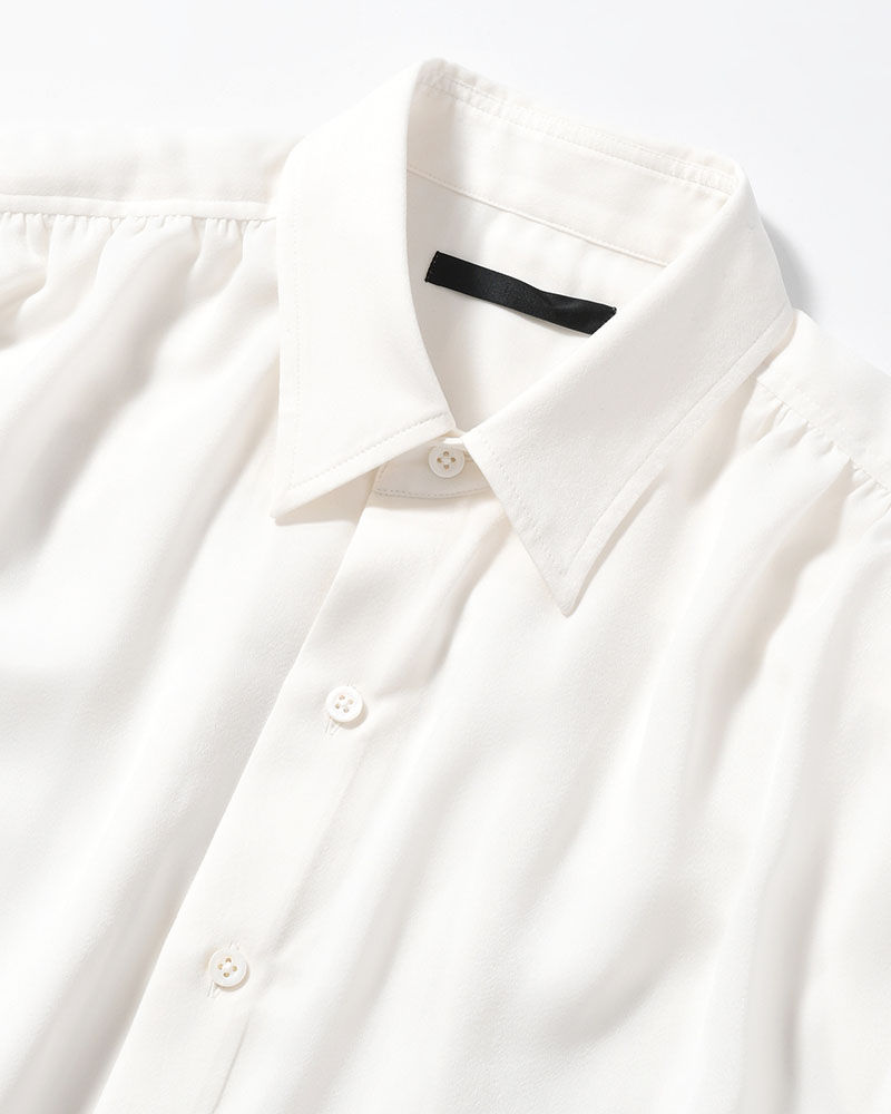 HUSH GATHER L/S SHIRT -WHITE-