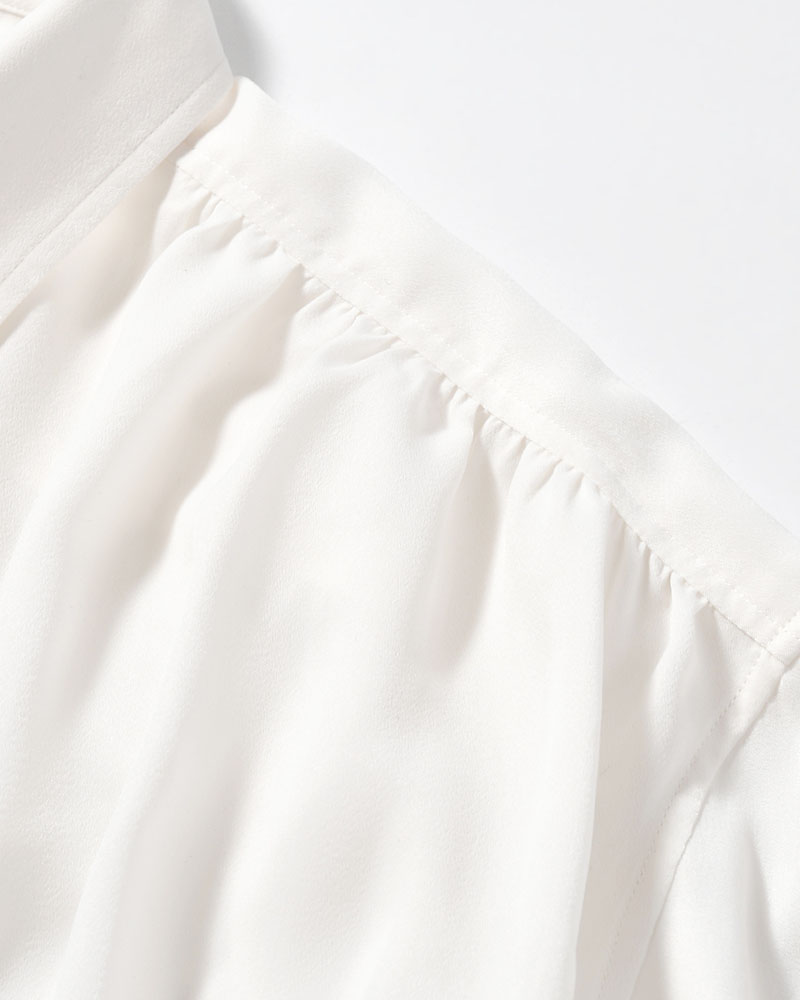 HUSH GATHER L/S SHIRT -WHITE-