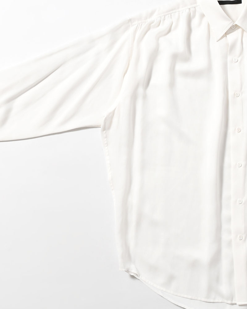 HUSH GATHER L/S SHIRT -WHITE-