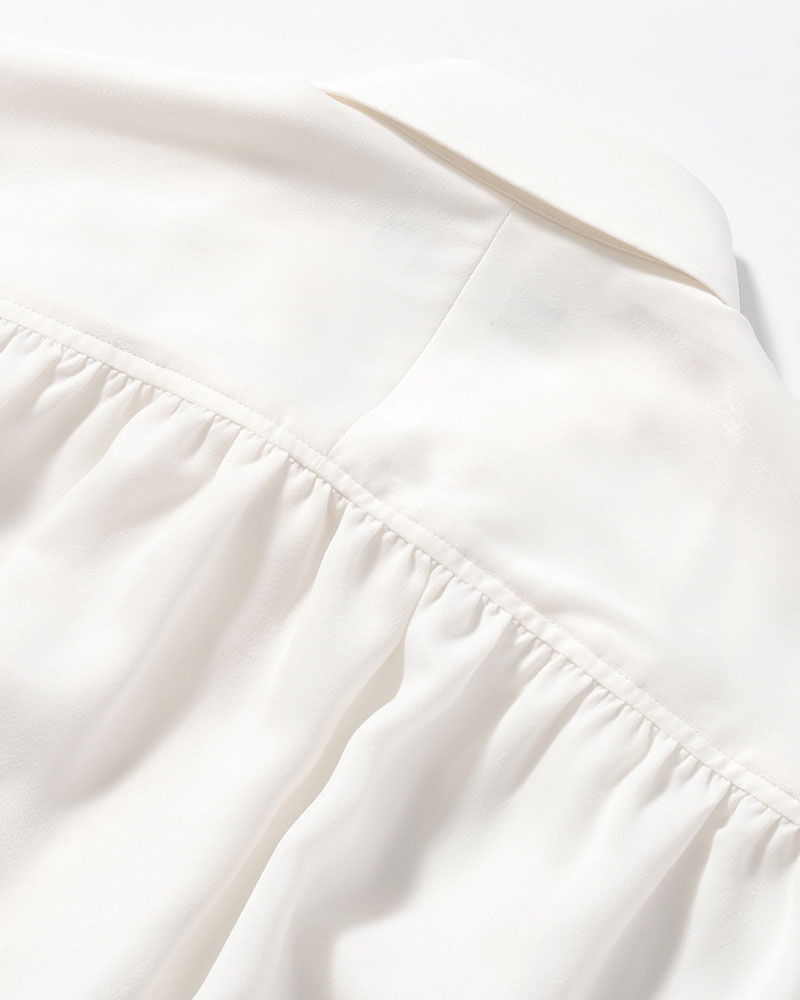 HUSH GATHER L/S SHIRT -WHITE-