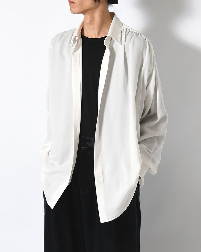 HUSH GATHER L/S SHIRT -WHITE-