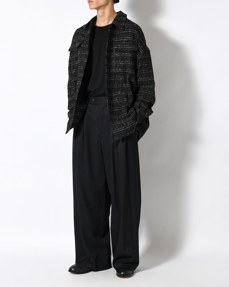 2TUCK WIDE EASY PANTS -BLACK-
