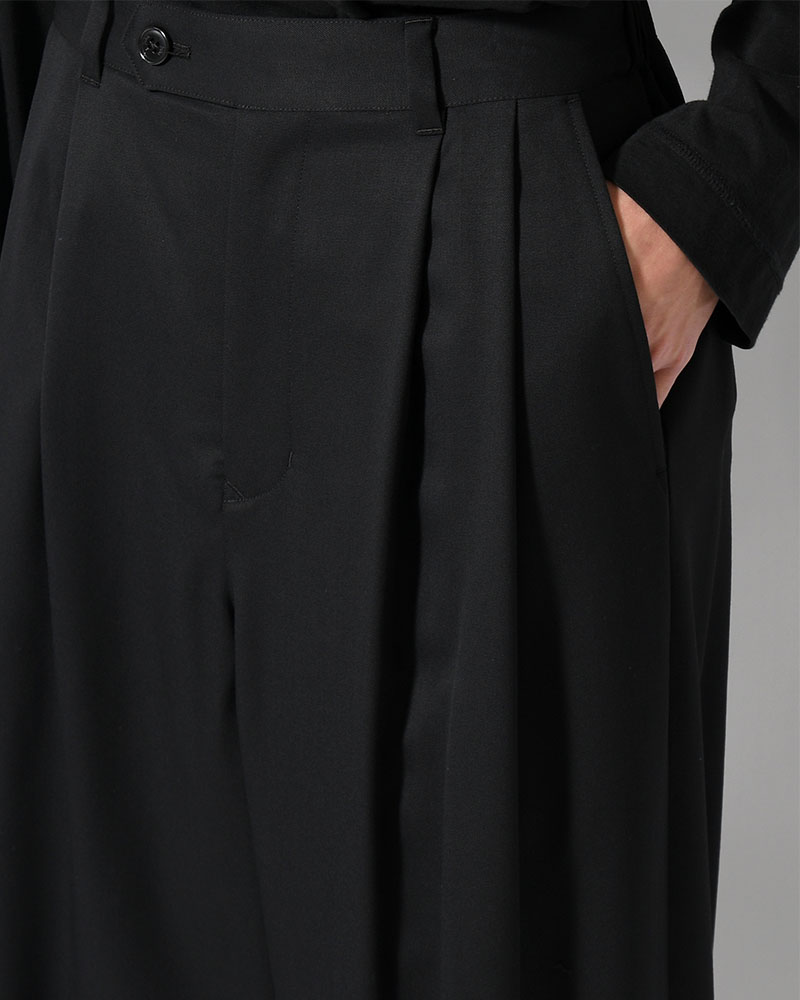2TUCK WIDE EASY PANTS -BLACK-