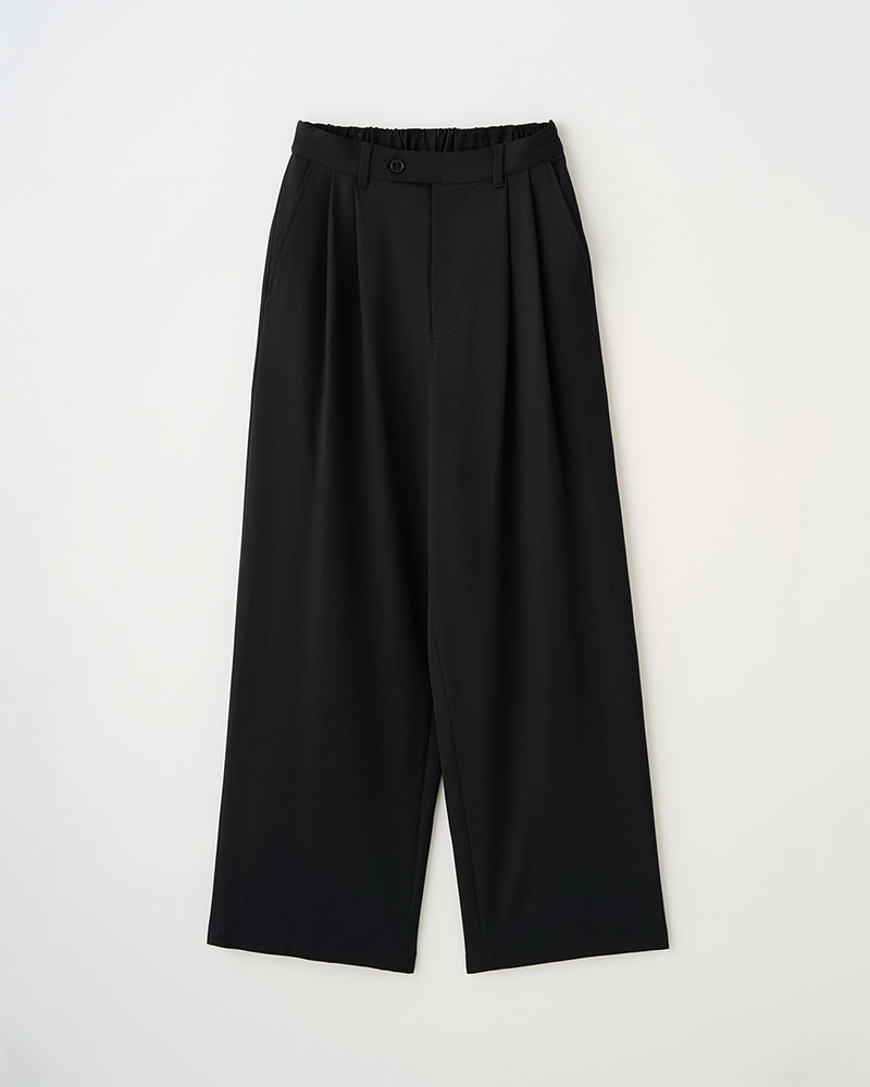 2TUCK WIDE EASY PANTS -BLACK-