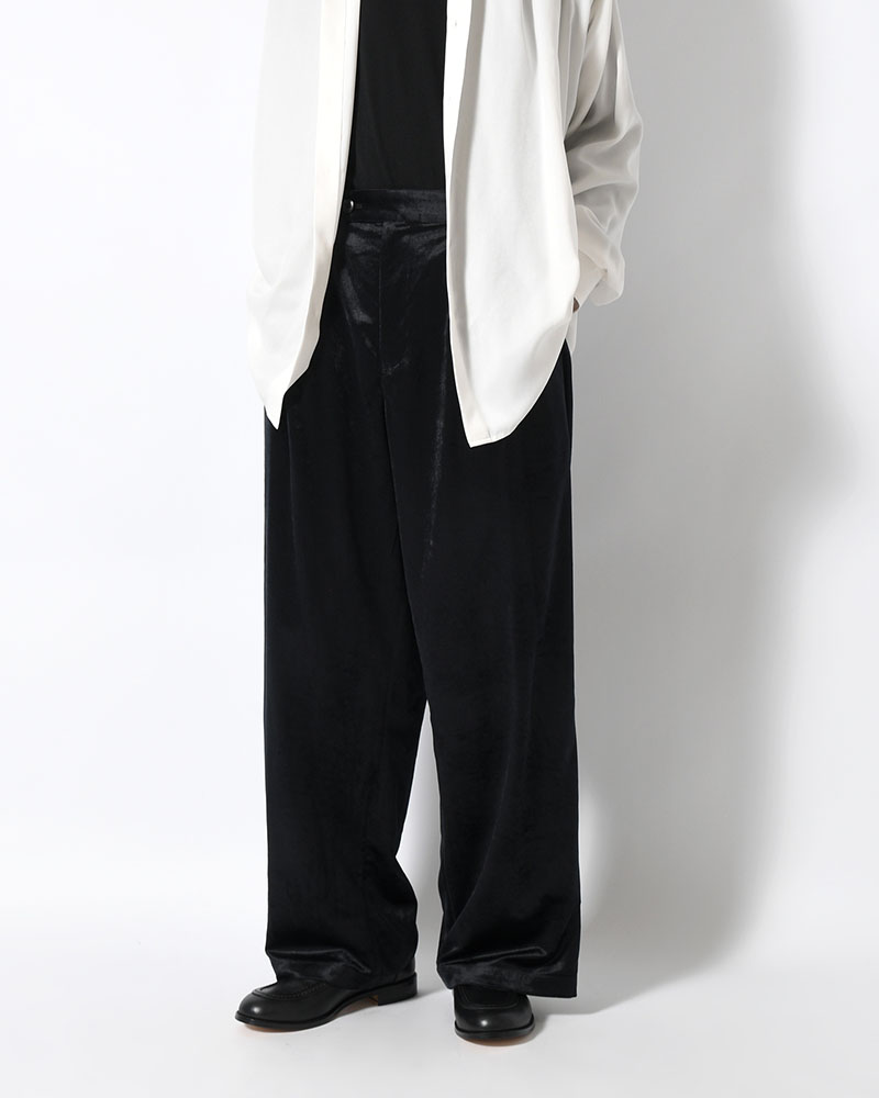 SOFT VELOUR WIDE PANTS -BLACK-