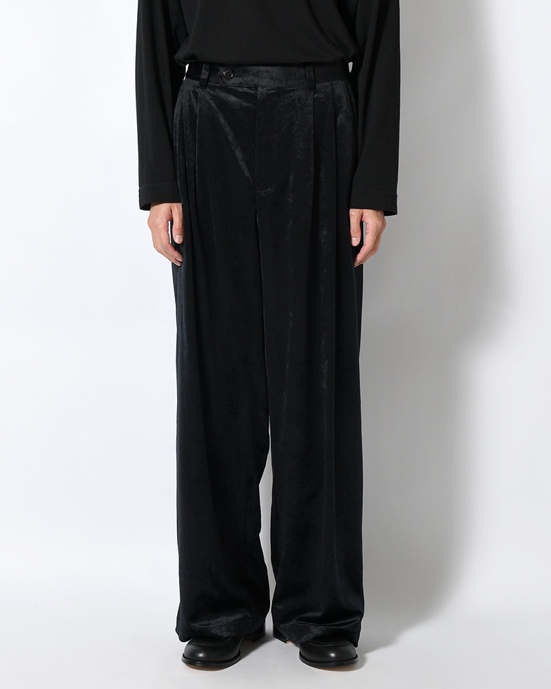SOFT VELOUR WIDE PANTS -BLACK-
