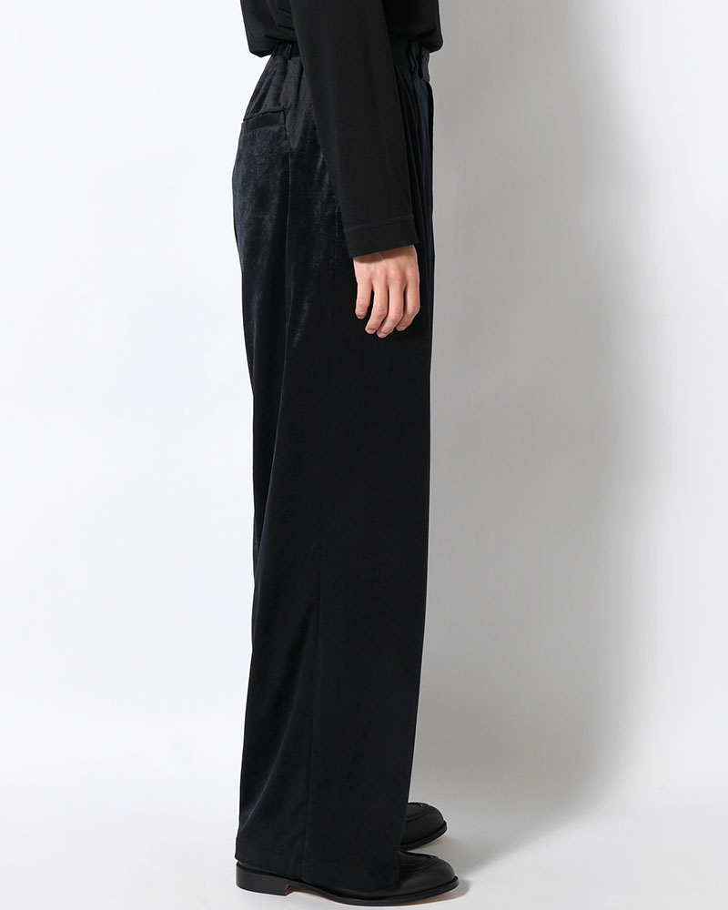 SOFT VELOUR WIDE PANTS -BLACK-