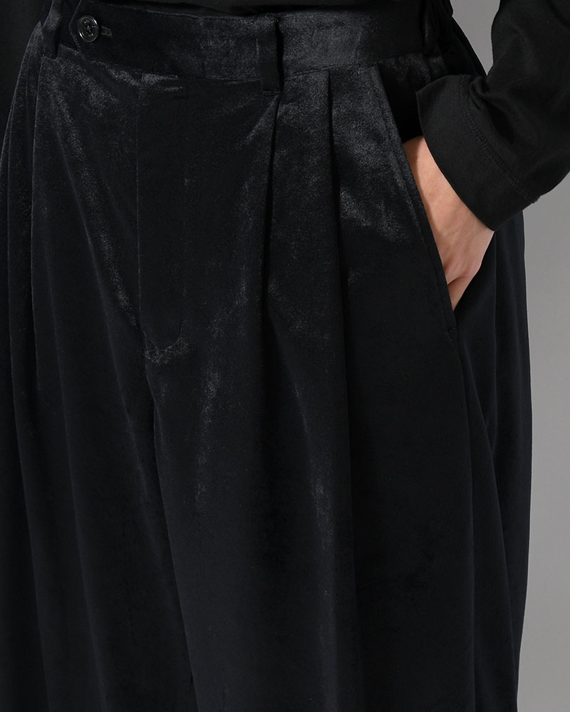 SOFT VELOUR WIDE PANTS -BLACK-