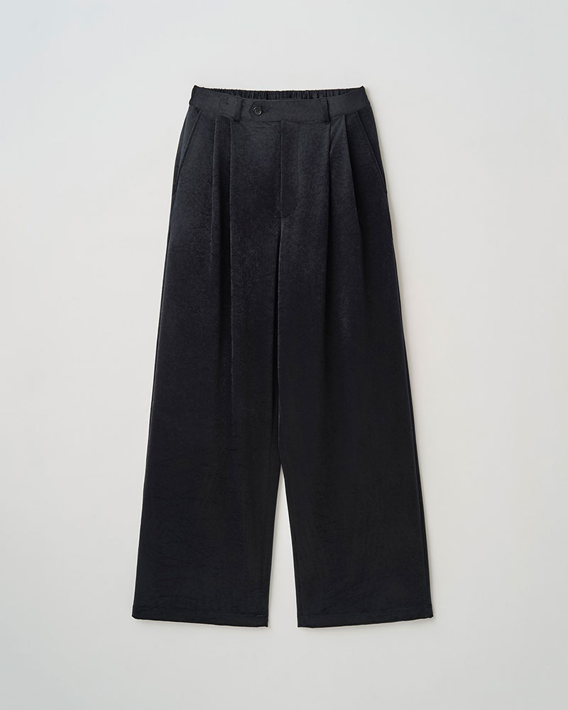 SOFT VELOUR WIDE PANTS -BLACK-