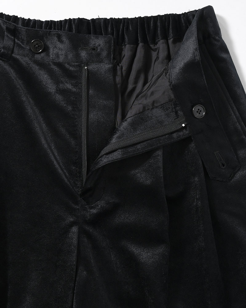 SOFT VELOUR WIDE PANTS -BLACK-