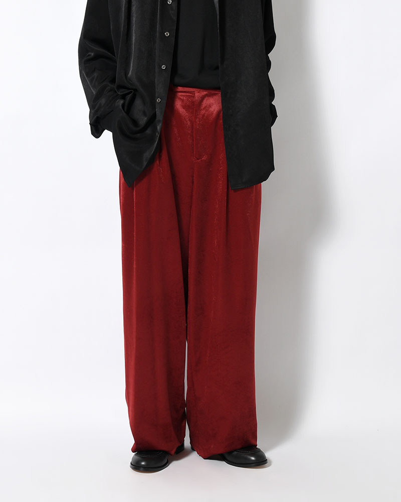 SOFT VELOUR WIDE PANTS -RED-