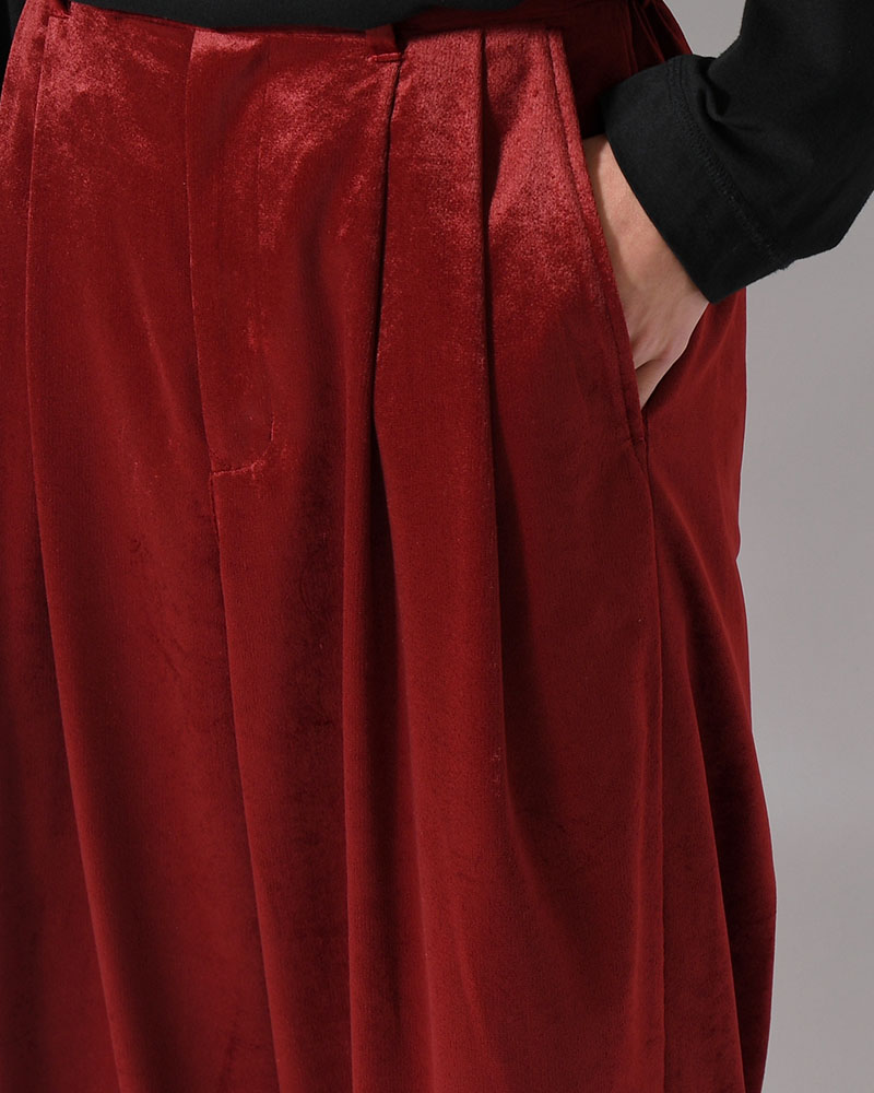 SOFT VELOUR WIDE PANTS -RED-