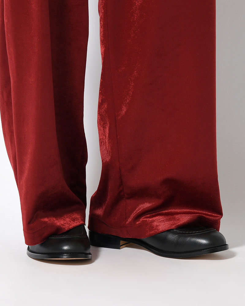 SOFT VELOUR WIDE PANTS -RED-