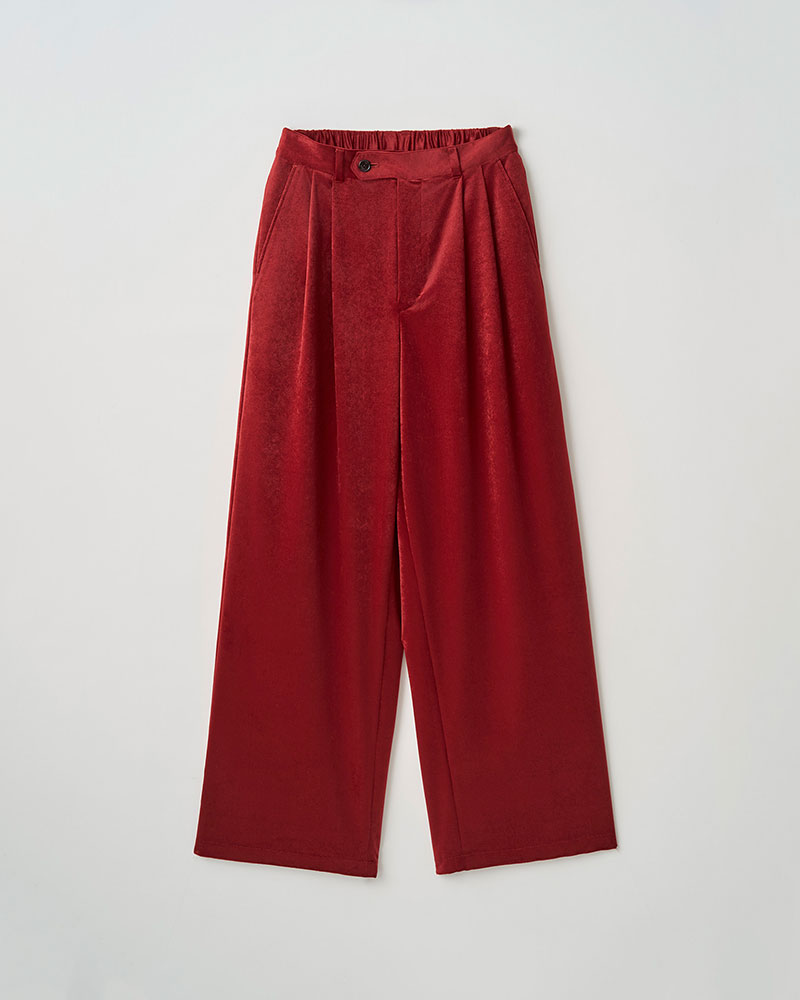 SOFT VELOUR WIDE PANTS -RED-