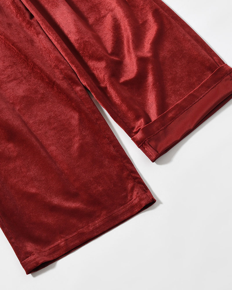 SOFT VELOUR WIDE PANTS -RED-