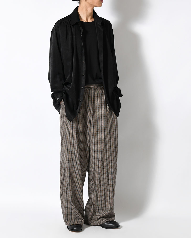 CHECK WIDE EASY PANTS -BEIGE-