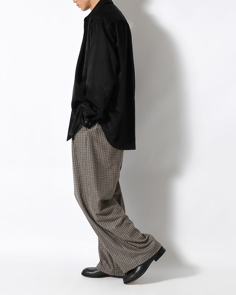 CHECK WIDE EASY PANTS -BEIGE-