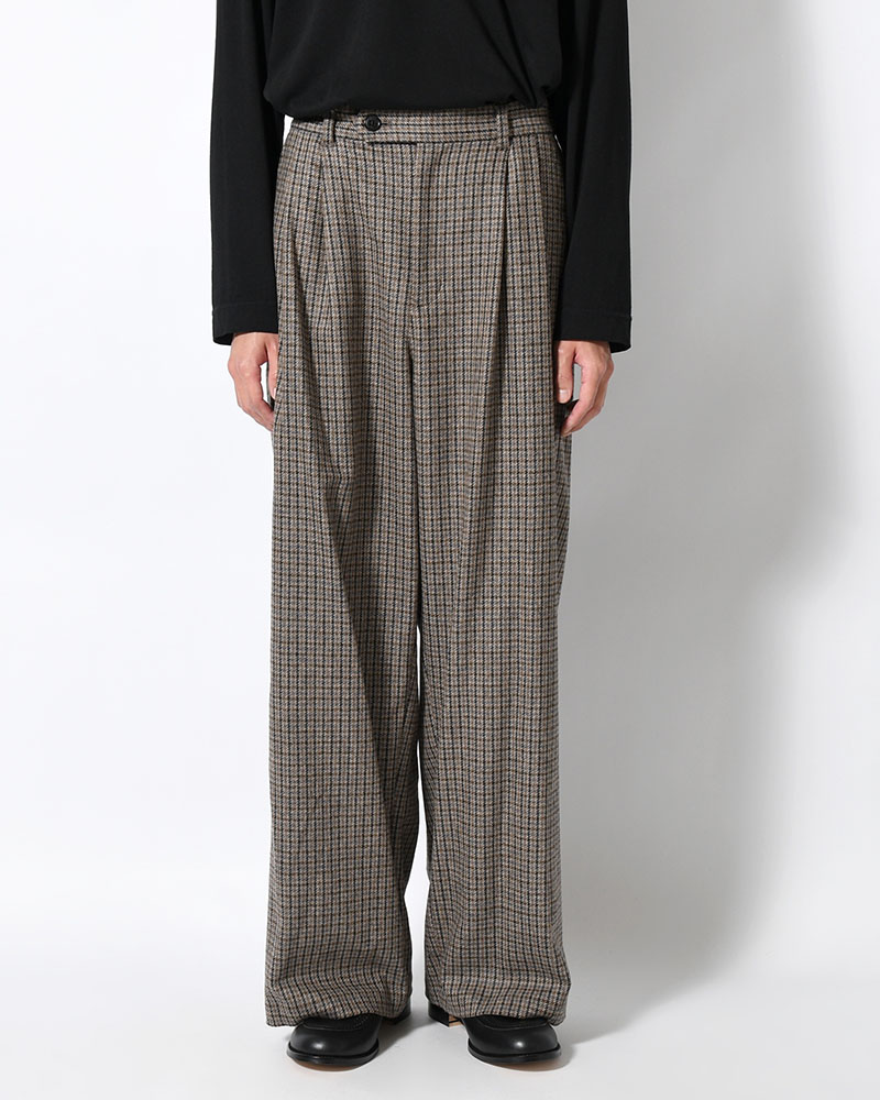 CHECK WIDE EASY PANTS -BEIGE-