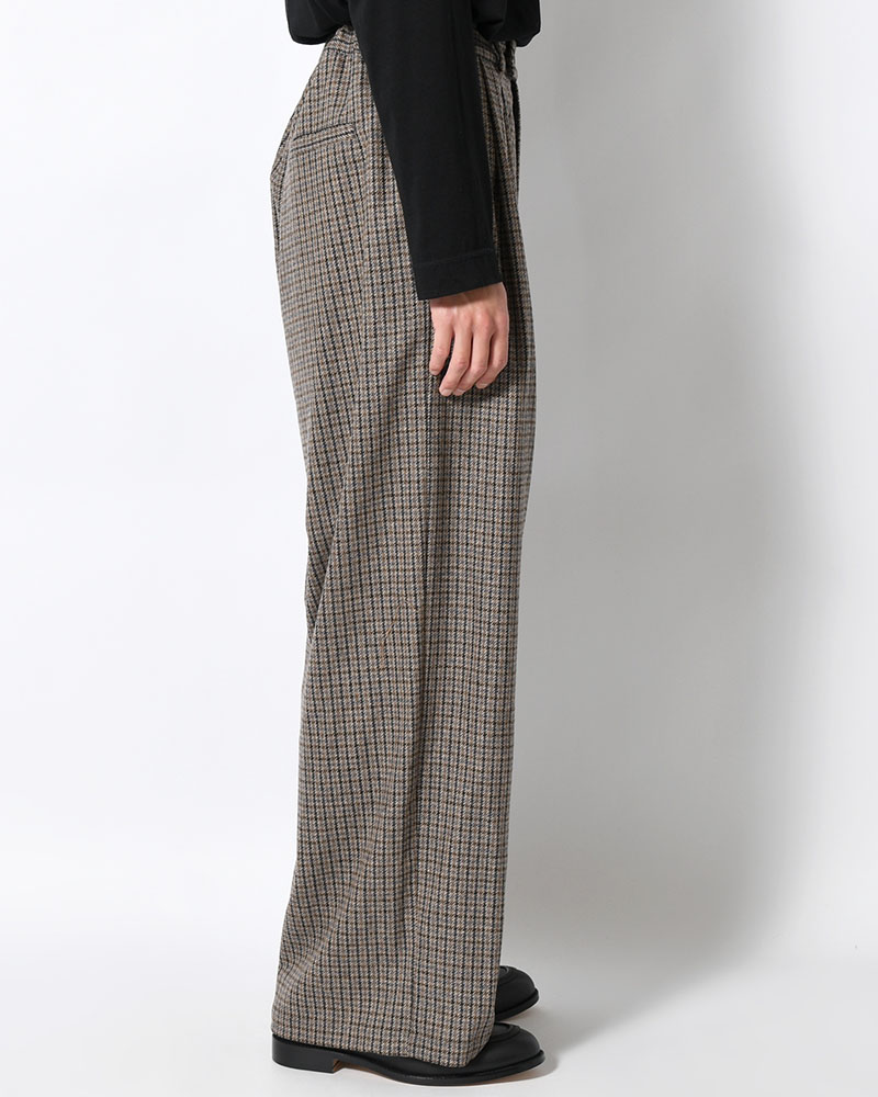 CHECK WIDE EASY PANTS -BEIGE-