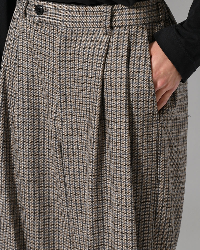 CHECK WIDE EASY PANTS -BEIGE-