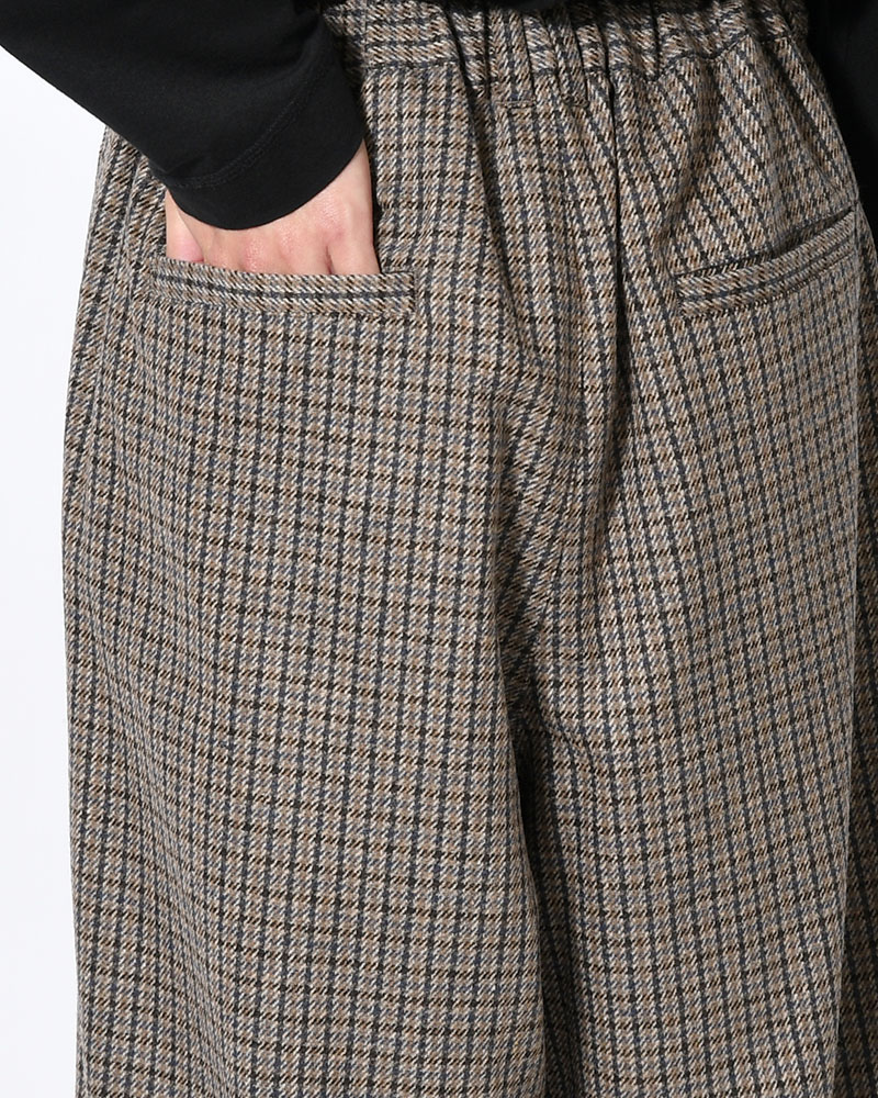 CHECK WIDE EASY PANTS -BEIGE-